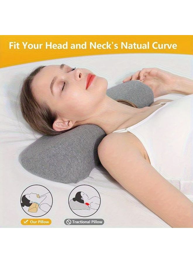 Gray Memory Foam Cervical Pillow Ergonomic Neck Support For Sleep Office And Travel - Image 3